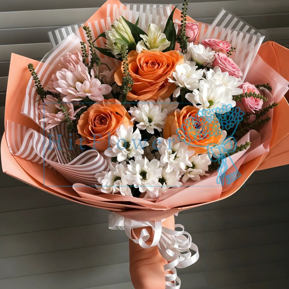 Букет цветов Мелодия Сердца Букет цветов из: Розы, Лизиантусы и Альстромерии